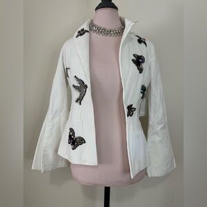 Boston Proper NWT Embellished flare sleeve White Jacket in size 2